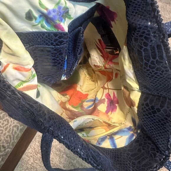 Carlos Falchi Tote - Python Microfiber (Navy Blue) - Picture 8 of 11